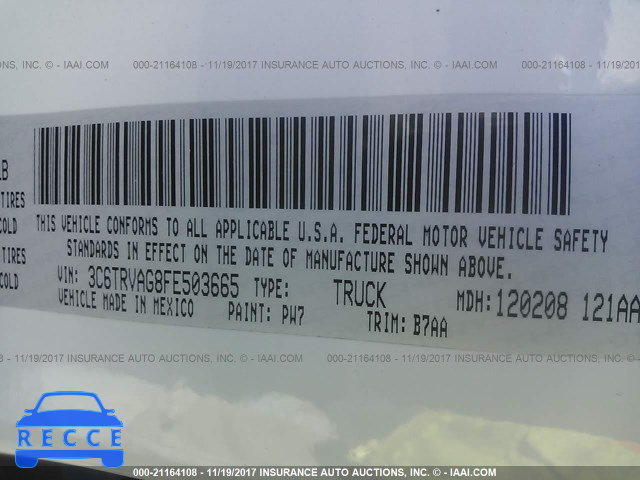 2015 RAM PROMASTER 1500 1500 STANDARD 3C6TRVAG8FE503665 image 8