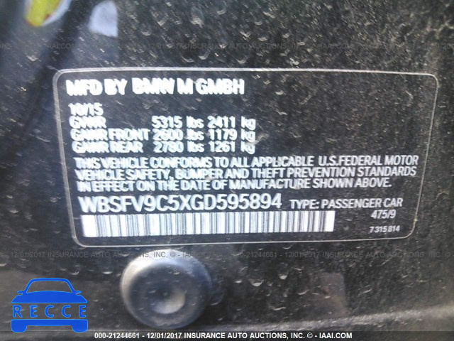 2016 BMW M5 WBSFV9C5XGD595894 зображення 8