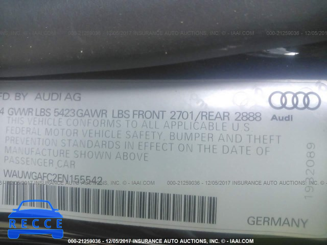 2014 AUDI A7 PREMIUM WAUWGAFC2EN155542 image 8