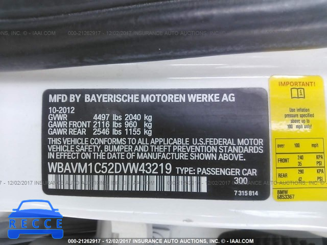 2013 BMW X1 SDRIVE28I WBAVM1C52DVW43219 Bild 8
