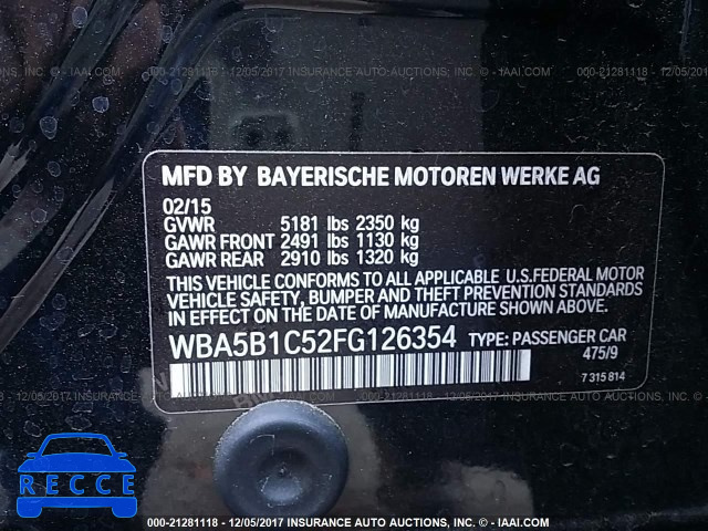 2015 BMW 535 I WBA5B1C52FG126354 зображення 8