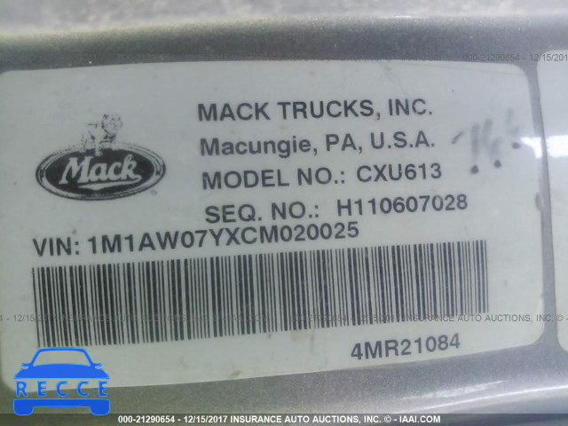 2012 MACK CXU613 CXU600 1M1AW07YXCM020025 зображення 9