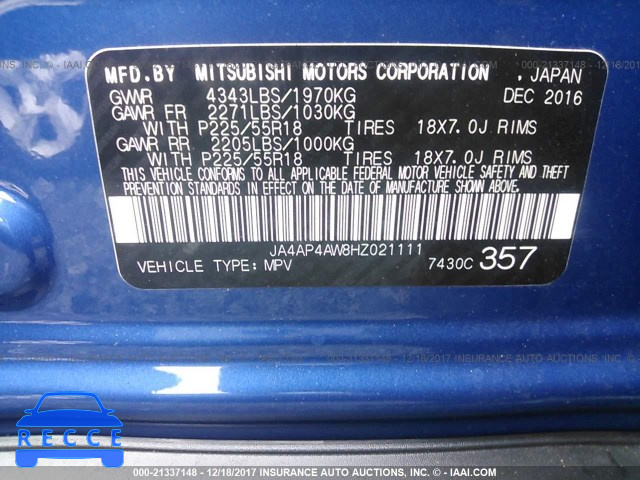 2017 MITSUBISHI OUTLANDER SPORT SEL JA4AP4AW8HZ021111 image 8