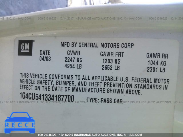2003 BUICK PARK AVENUE ULTRA 1G4CU541334187700 image 8