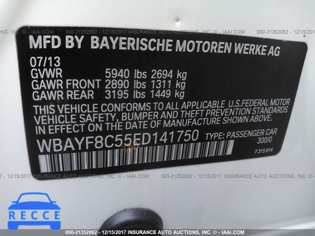 2014 BMW 750 LXI WBAYF8C55ED141750 зображення 8