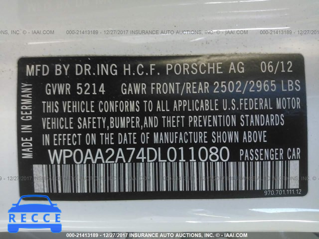 2013 PORSCHE PANAMERA 2/4 WP0AA2A74DL011080 image 8
