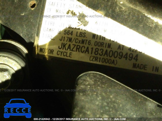 2003 KAWASAKI ZR1000 A1 JKAZRCA183A009494 image 9