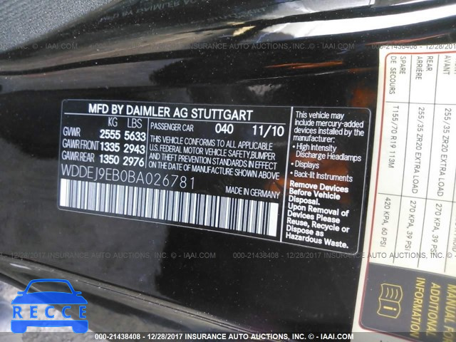 2011 MERCEDES-BENZ CL 550 4MATIC WDDEJ9EB0BA026781 зображення 8