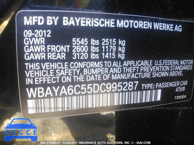 2013 BMW 740 I WBAYA6C55DC995287 image 8