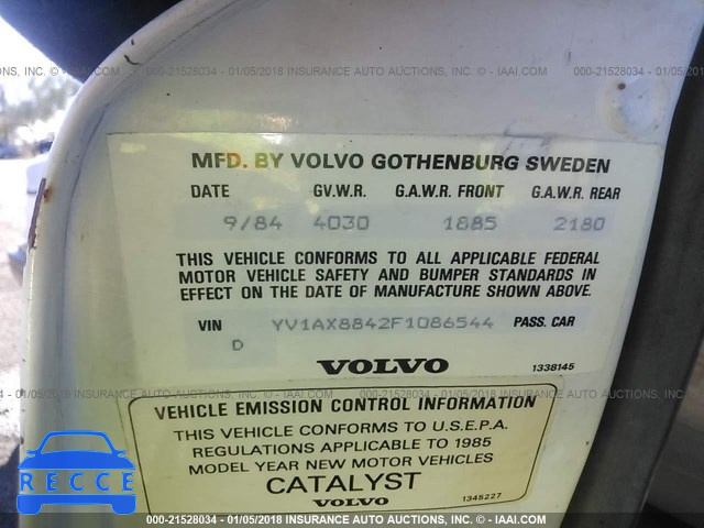 1985 VOLVO 244 DL/GL YV1AX8842F1086544 image 8