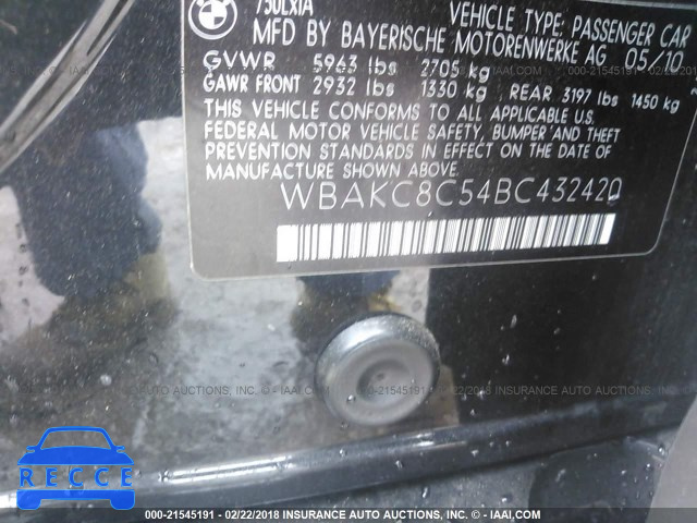 2011 BMW 750 LXI WBAKC8C54BC432420 зображення 8