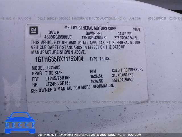 2001 GMC SAVANA G3500 1GTHG35RX11152404 image 8