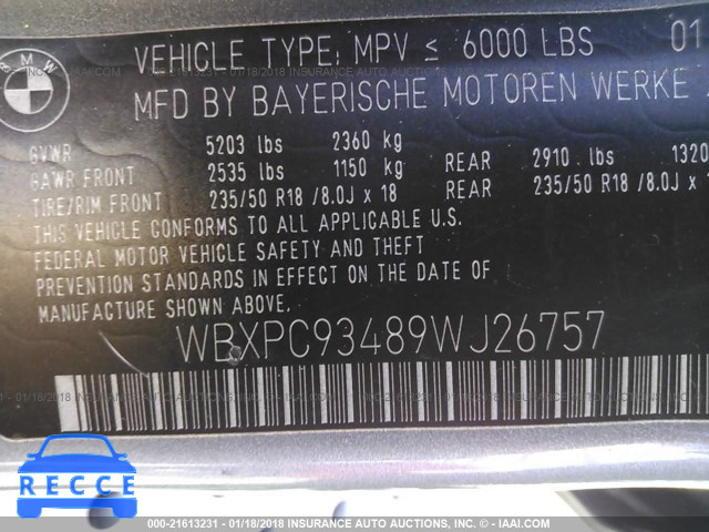 2009 BMW X3 XDRIVE30I WBXPC93489WJ26757 image 8