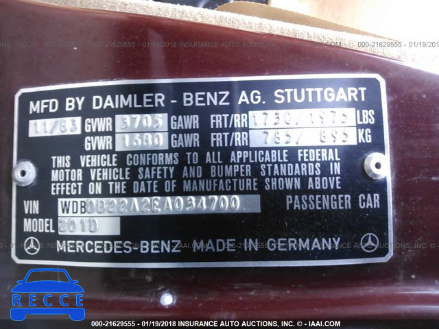 1984 MERCEDES-BENZ 190 D 2.2 WDBDB22A2EA034700 image 8