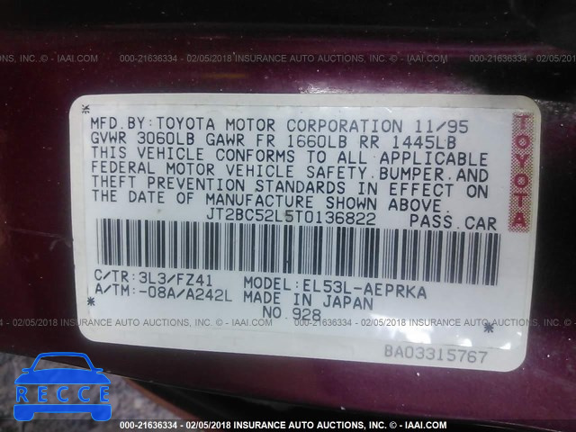 1996 TOYOTA TERCEL DX JT2BC52L5T0136822 image 8