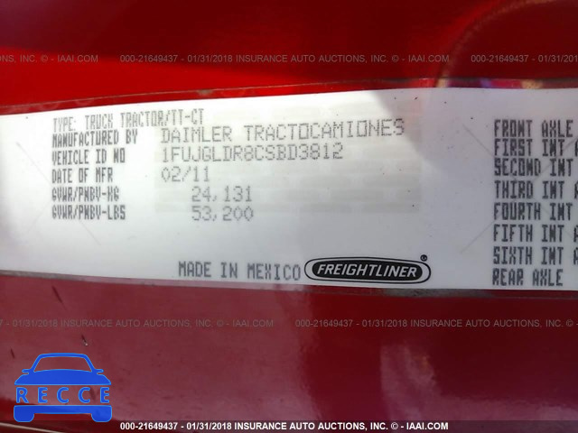 2012 FREIGHTLINER CASCADIA 125 1FUJGLDR8CSBD3812 image 9