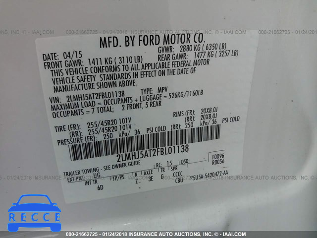 2015 LINCOLN MKT 2LMHJ5AT2FBL01138 image 8