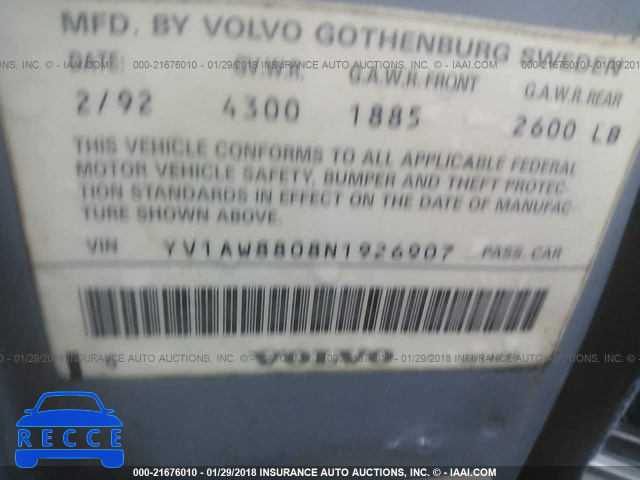 1992 VOLVO 240 YV1AW8808N1926907 image 8