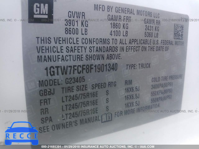 2015 GMC SAVANA G2500 1GTW7FCF8F1901340 image 8