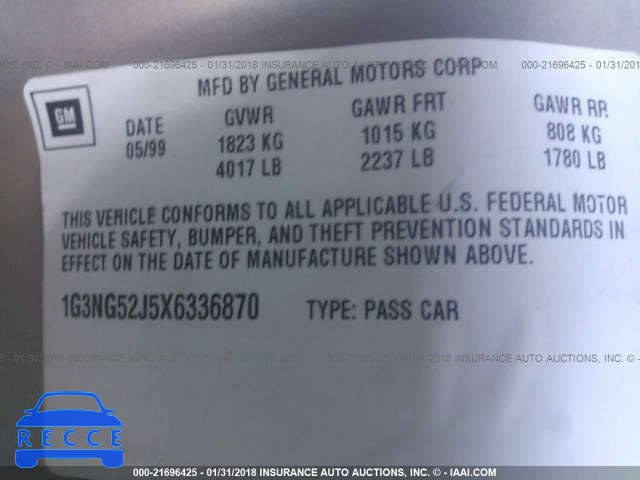 1999 OLDSMOBILE CUTLASS GLS 1G3NG52J5X6336870 Bild 8