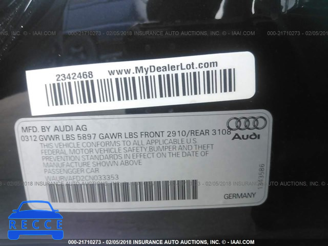 2012 AUDI A8 L QUATTRO WAURVAFD2CN033353 image 8