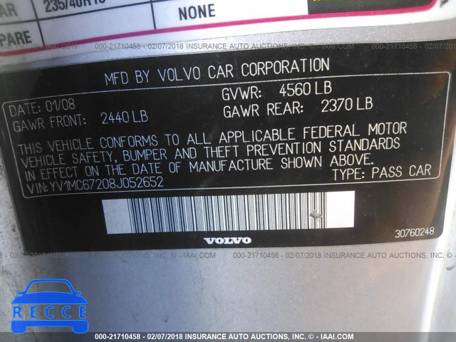 2008 VOLVO C70 T5 YV1MC67208J052652 Bild 8