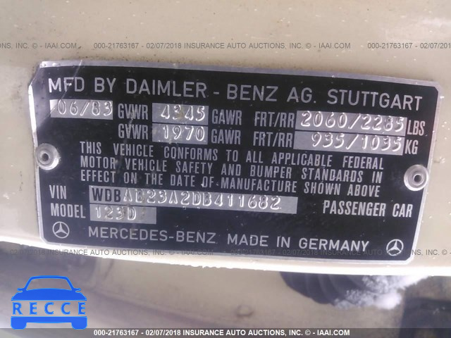 1983 MERCEDES-BENZ 240 D WDBAB23A2DB411682 image 8