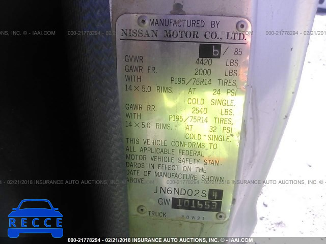 1986 NISSAN 720 LONG BED JN6ND02S4GW101653 image 8