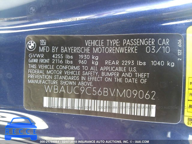 2011 BMW 135 I WBAUC9C56BVM09062 зображення 8