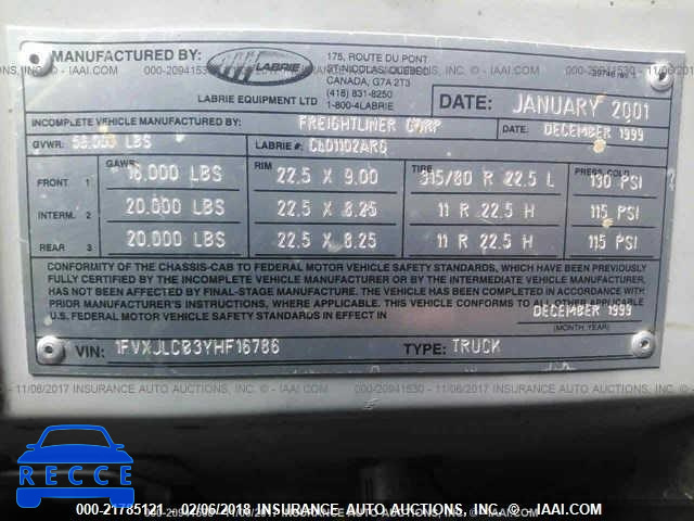 2000 FREIGHTLINER MEDIUM CONVENTIONAL FL80 1FVXJLCB3YHF16786 image 9