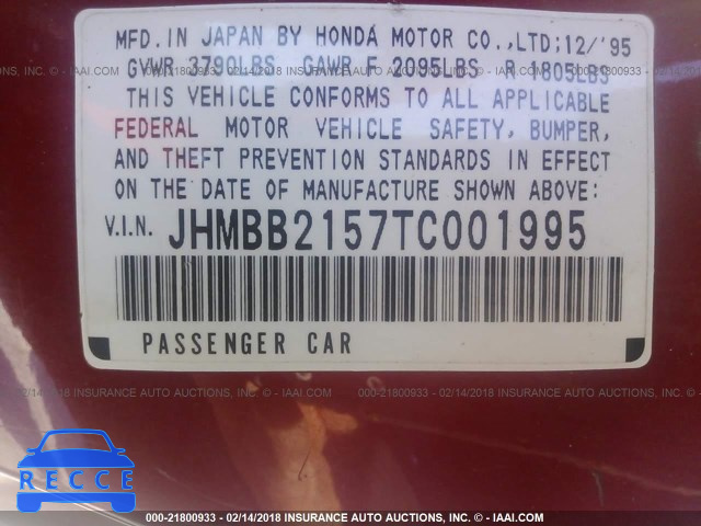 1996 HONDA PRELUDE SI/SR JHMBB2157TC001995 image 8