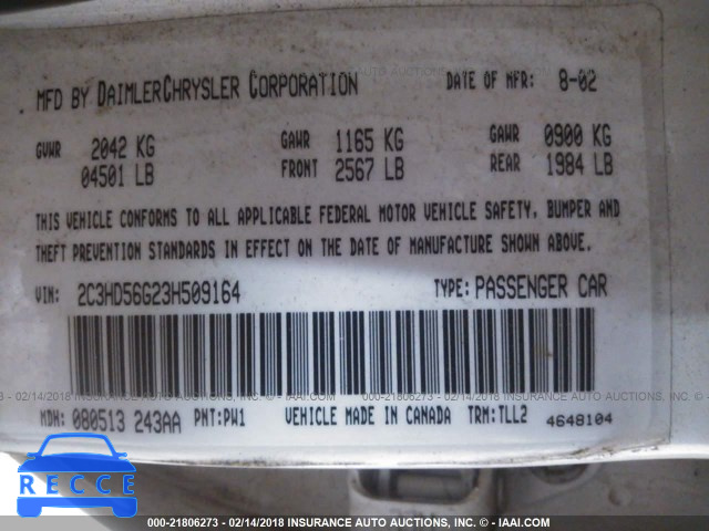 2003 CHRYSLER CONCORDE LIMITED 2C3HD56G23H509164 image 8