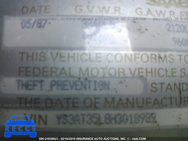 1987 SAAB 900 YS3AT35L8H3018989 image 8