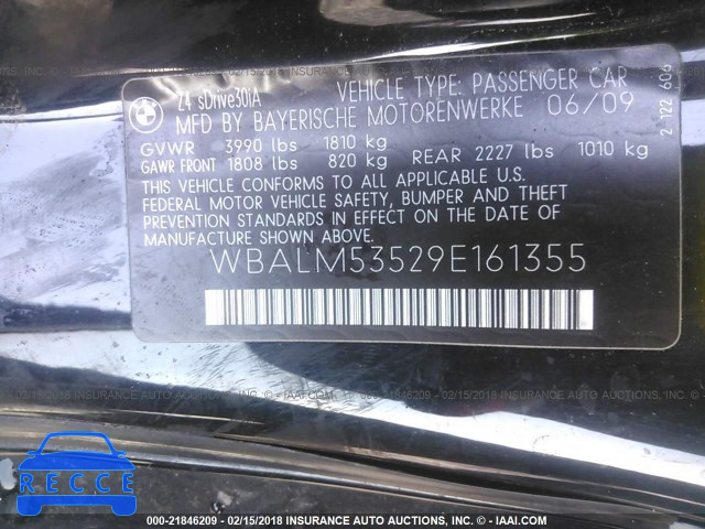 2009 BMW Z4 SDRIVE30I WBALM53529E161355 image 8