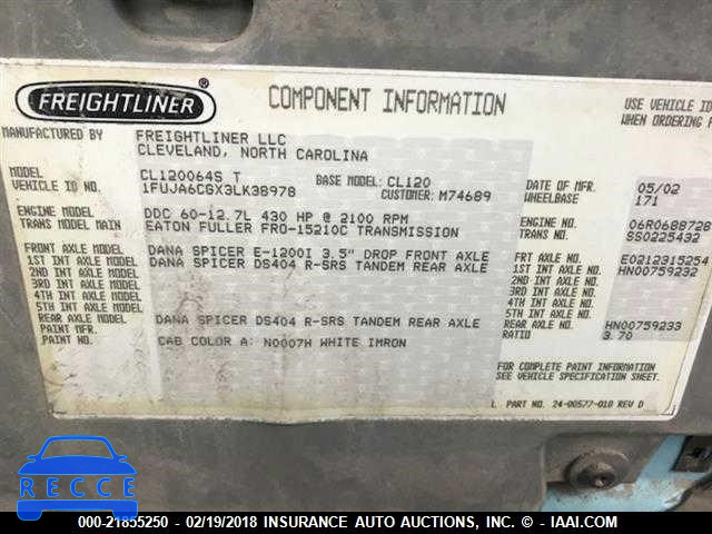 2003 FREIGHTLINER CONVENTIONAL COLUMBIA 1FUJA6CGX3LK38978 Bild 4