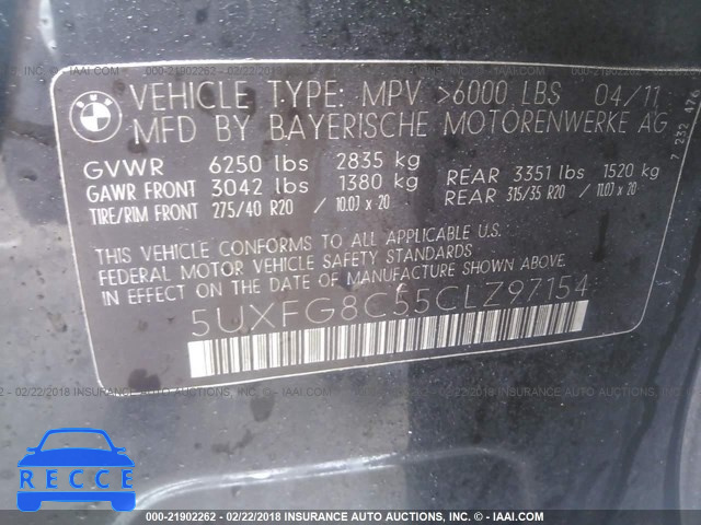 2012 BMW X6 XDRIVE50I 5UXFG8C55CLZ97154 image 8