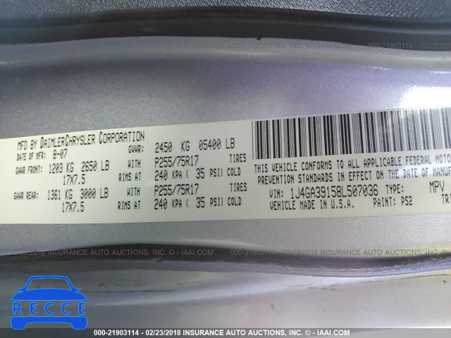 2008 JEEP WRANGLER UNLIMITE X 1J4GA39158L507036 image 8