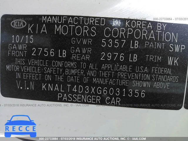 2016 KIA K900 KNALT4D3XG6031356 image 7