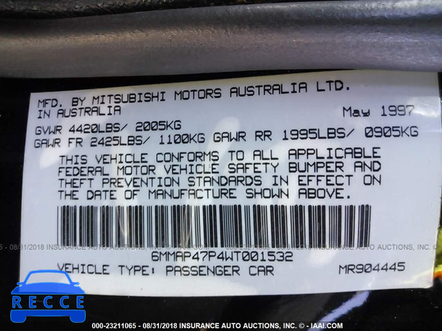 1998 MITSUBISHI DIAMANTE LS 6MMAP47P4WT001532 image 8