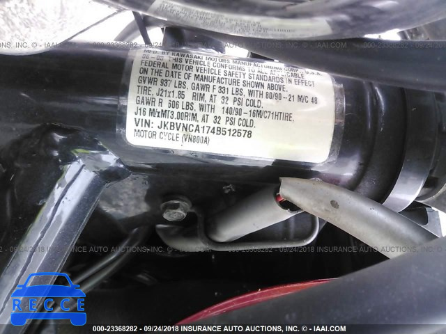 2004 KAWASAKI VN800 JKBVNCA174B512578 зображення 9