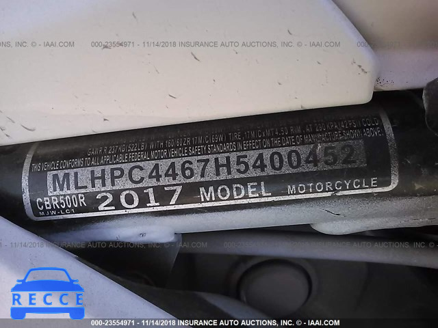 2017 HONDA CBR500 R MLHPC4467H5400452 image 9