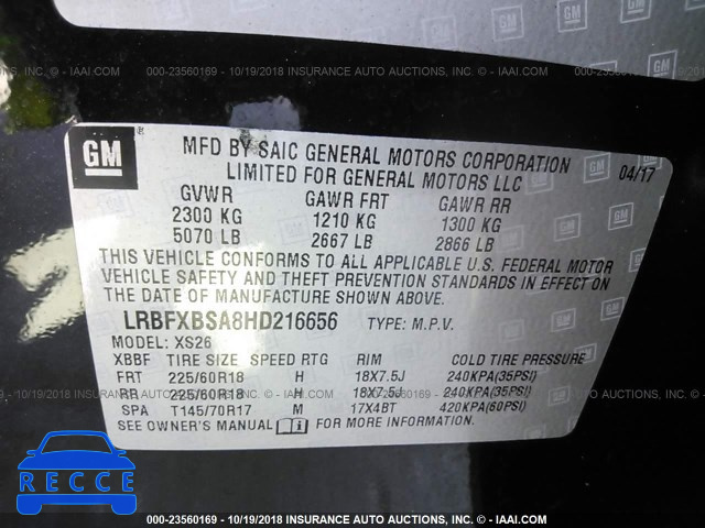 2017 BUICK ENVISION ESSENCE LRBFXBSA8HD216656 image 8