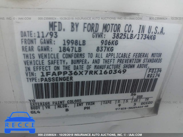 1994 FORD TEMPO 1FAPP36X7RK160349 image 8