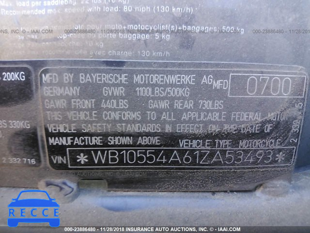 2001 BMW K1200 RS WB10554A61ZA53493 зображення 9