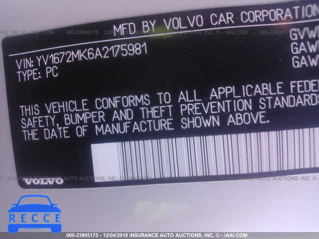 2010 VOLVO C30 T5 YV1672MK6A2175981 image 8