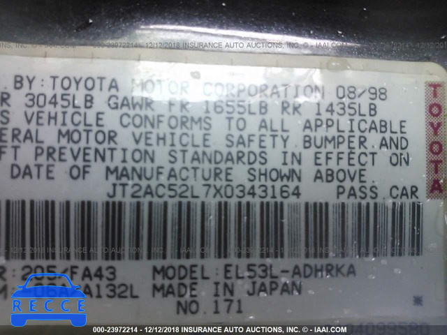 1999 TOYOTA TERCEL JT2AC52L7X0343164 image 8