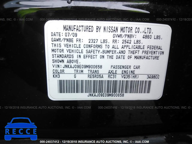 2009 INFINITI EX35 JOURNEY JNKAJ09E09M900658 image 8