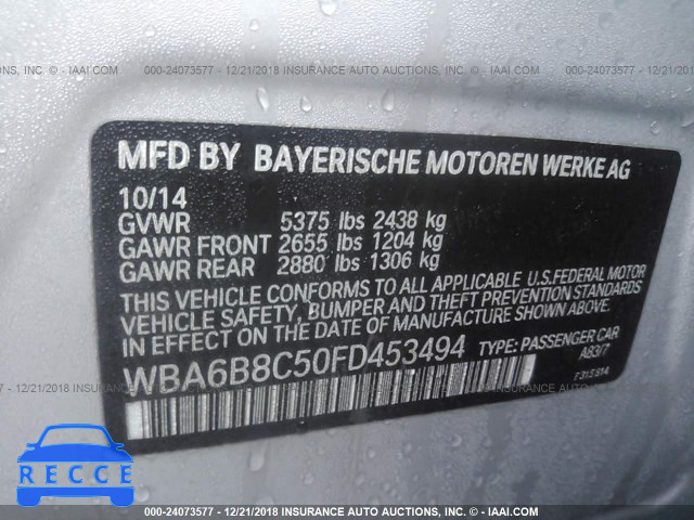 2015 BMW 640 XI/GRAN COUPE WBA6B8C50FD453494 зображення 8