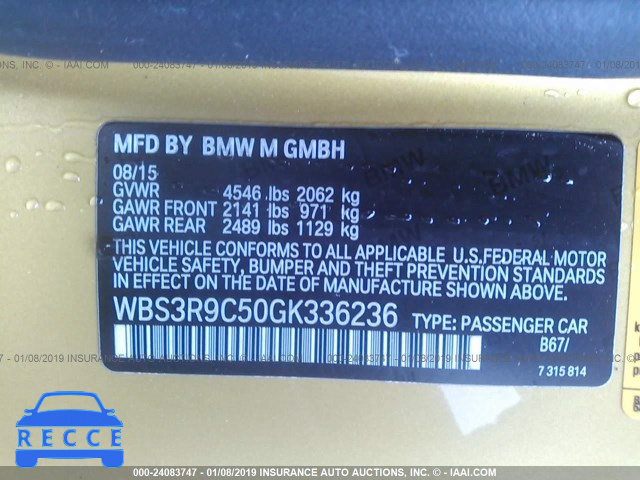 2016 BMW M4 WBS3R9C50GK336236 зображення 8