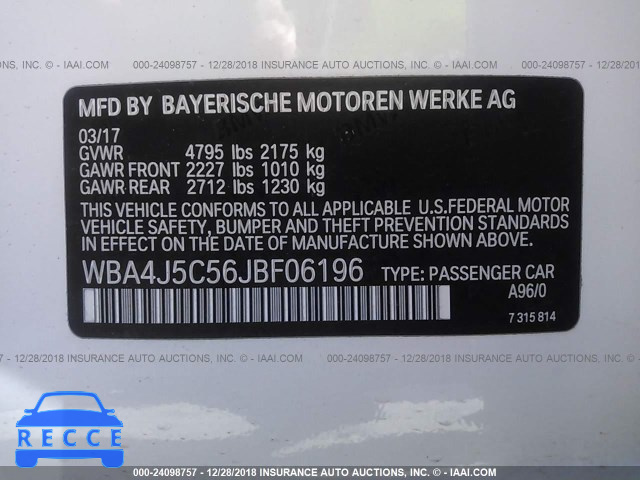 2018 BMW 440I GRAN COUPE WBA4J5C56JBF06196 Bild 8